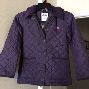 Girls S 9-10 Mini Boden Quilted Jacket, purple.
